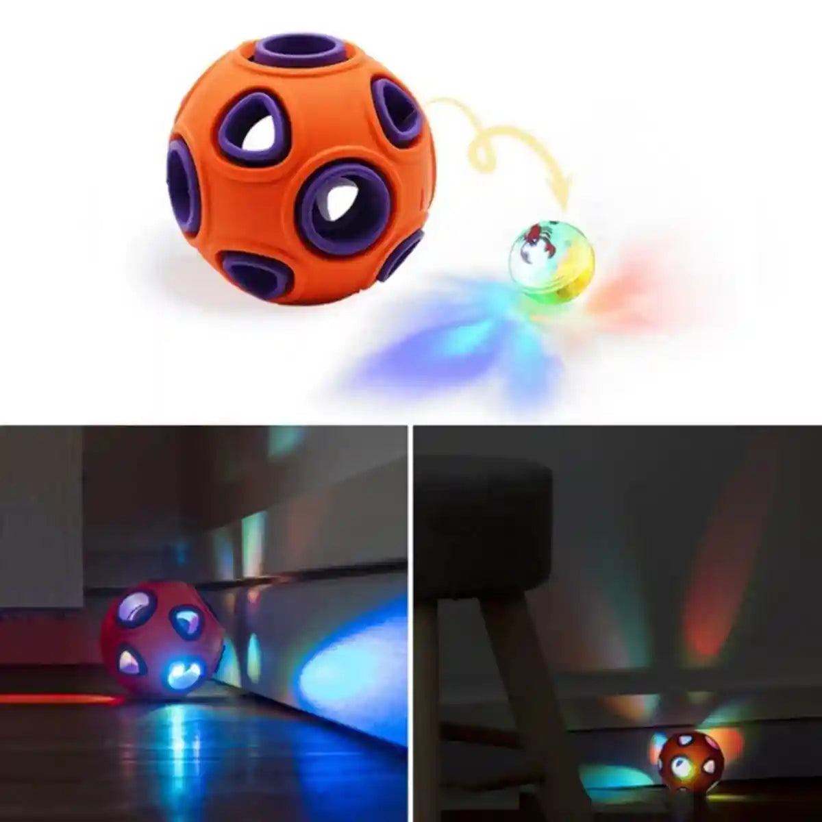 Balle pour chien orange lumineuse