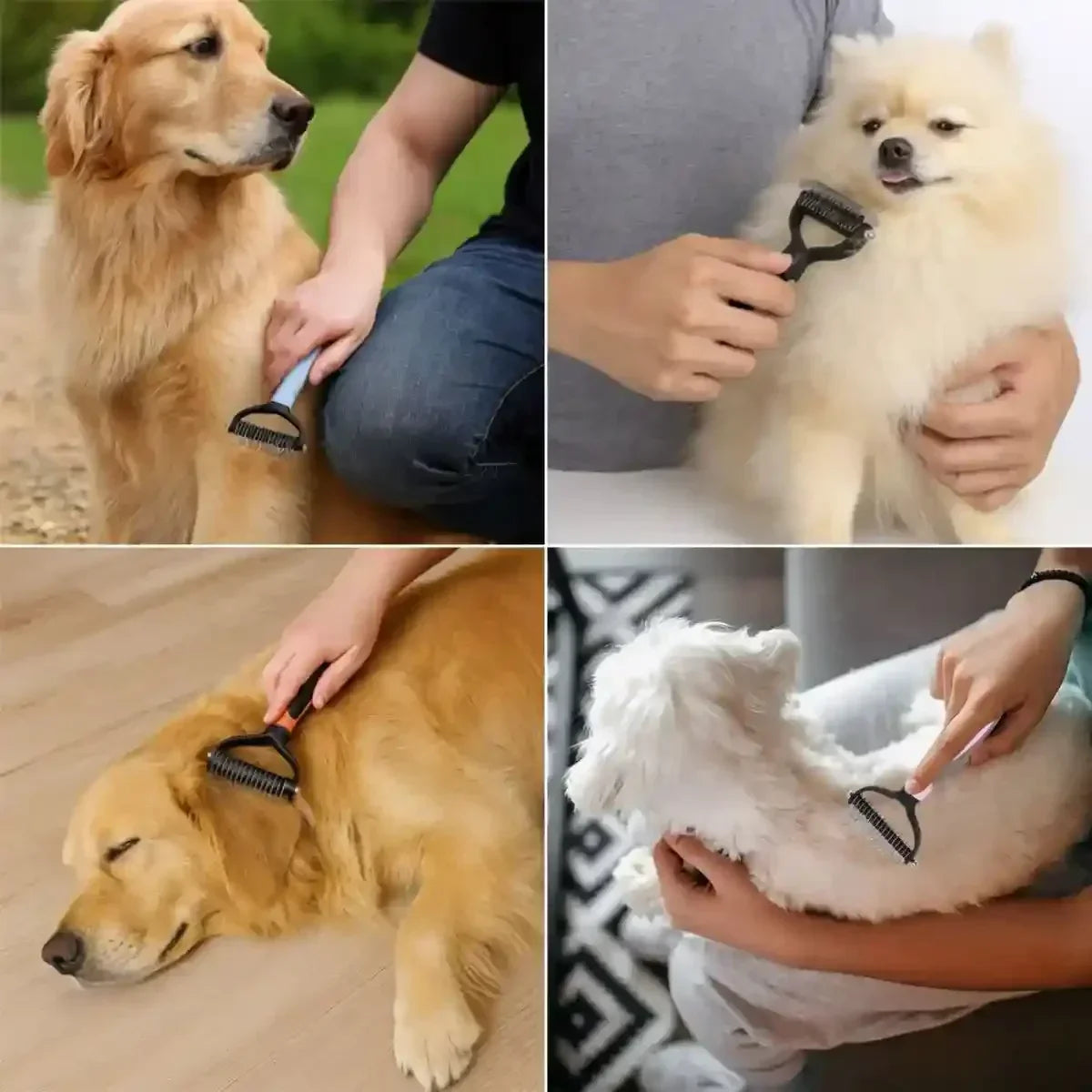 Brosse chien poil long utilisée sur différentes races à fourrure épaisse.