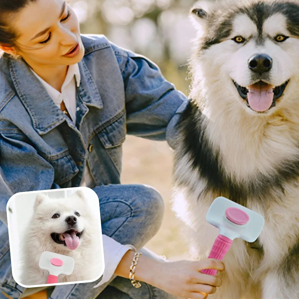 Brosse pour chien rose, carde rose pour chiens poils longs