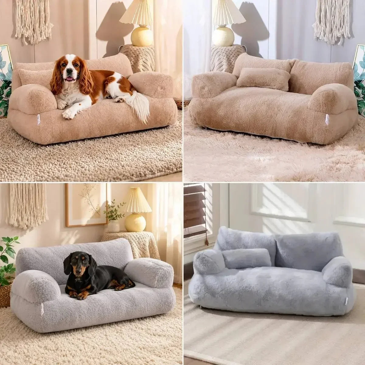 Canapé pour chien MiniCanap™ présenté en coloris marron et gris clair