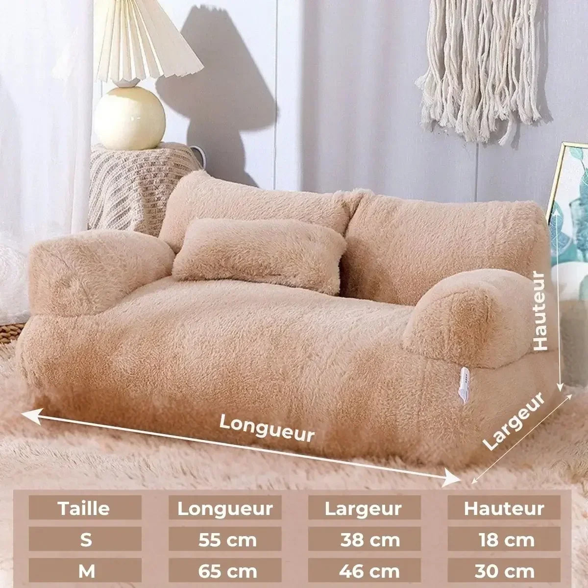 Dimensions du canapé pour chien MiniCanap™ : longueurs 55 cm et 65 cm