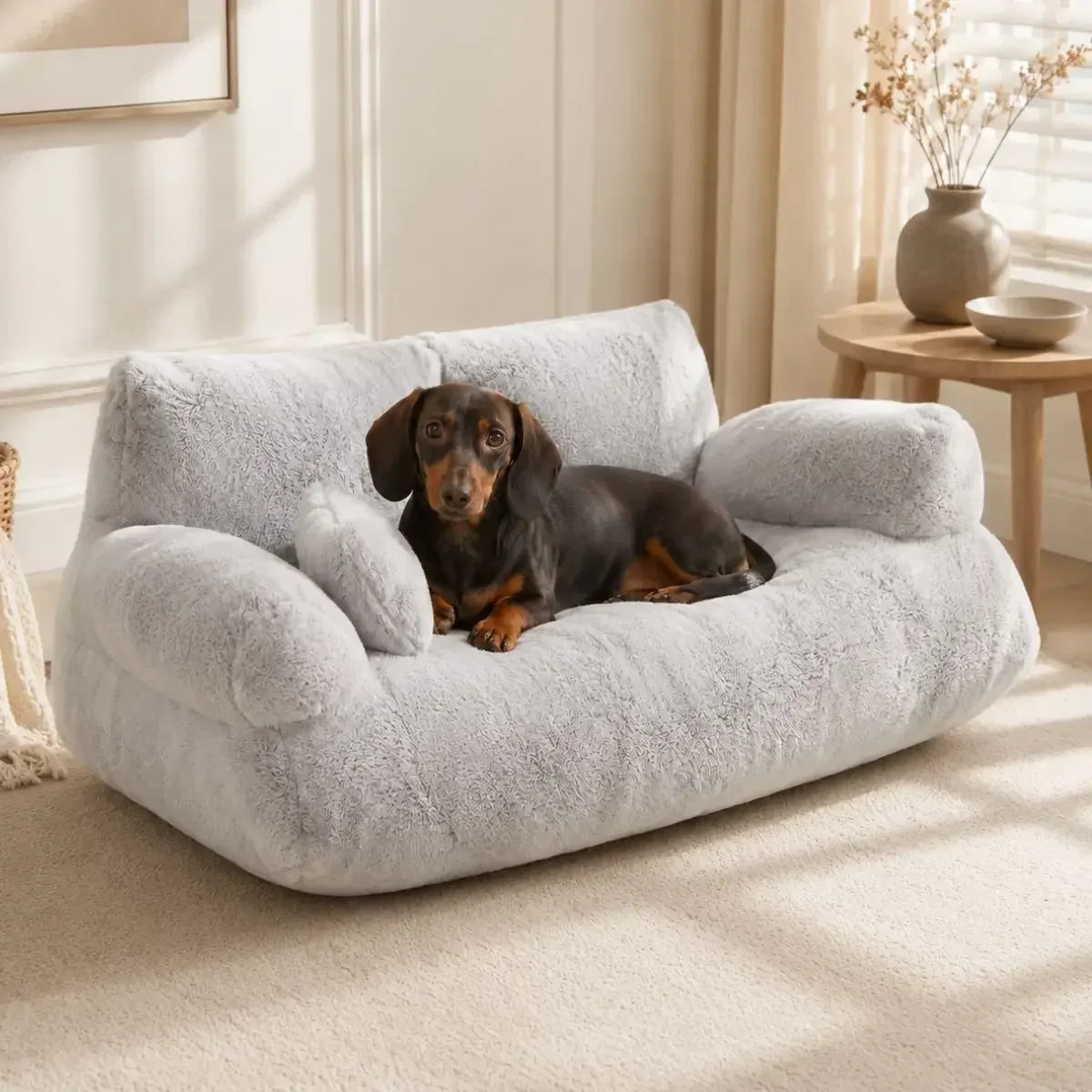 Canapé pour chien gris clair MiniCanap™ avec teckel