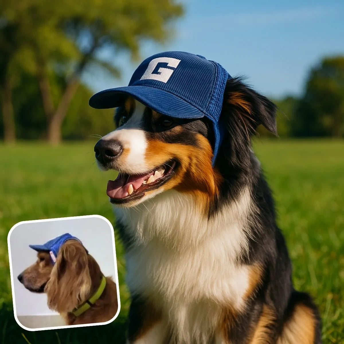 Casquette pour chien bleue taille M