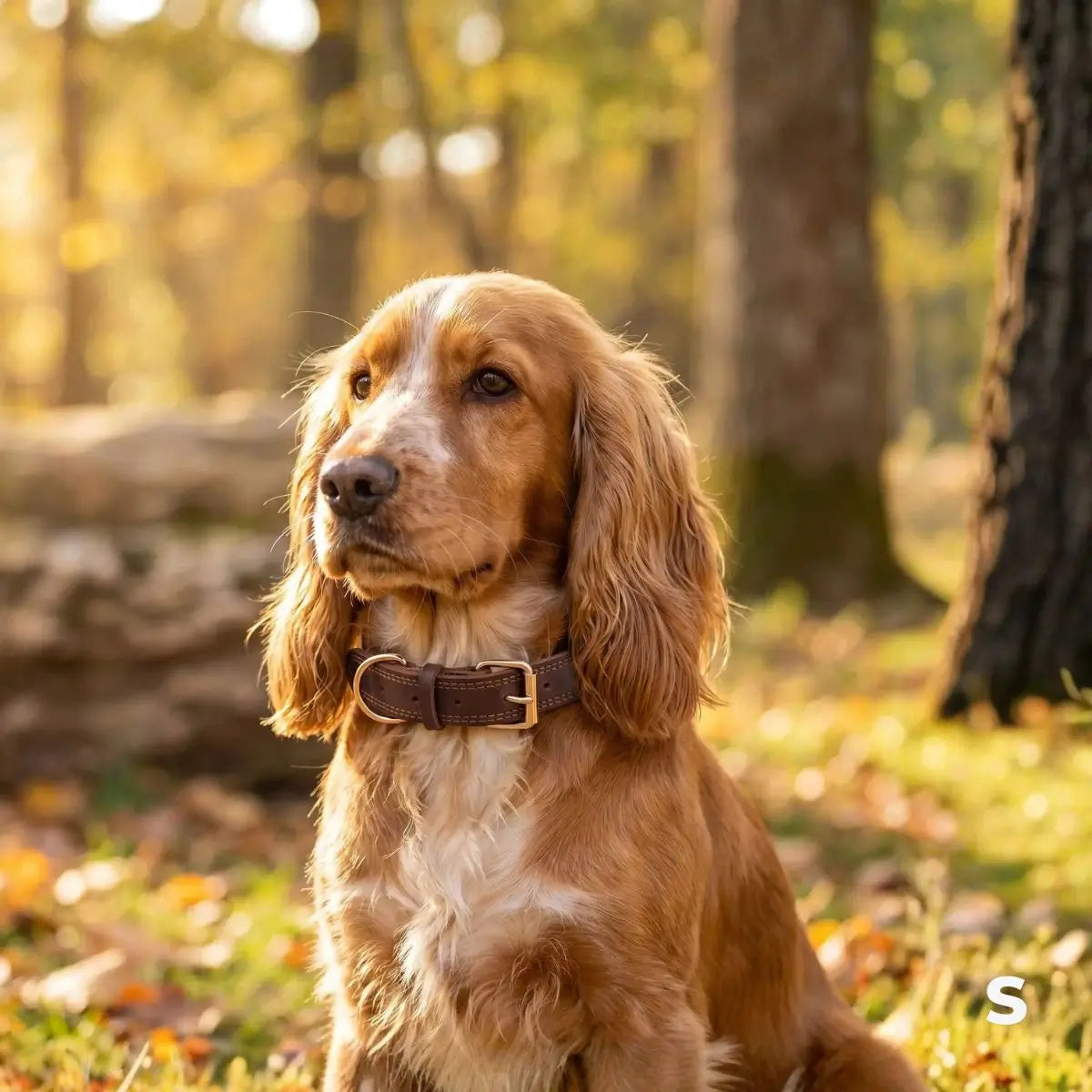 collier en cuir pour chien taille S sur cocker anglais