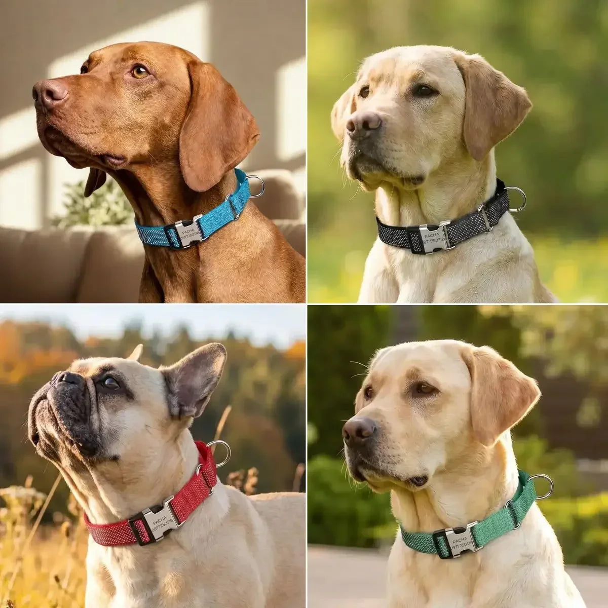 Collier martingale personnalisé disponible en turquoise, noir, rouge et vert