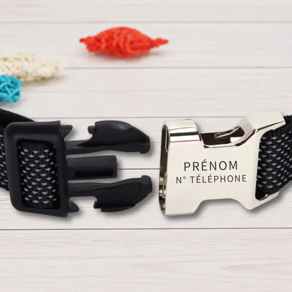 Collier martingale personnalisé pour chien avec prénom et numéro de téléphone