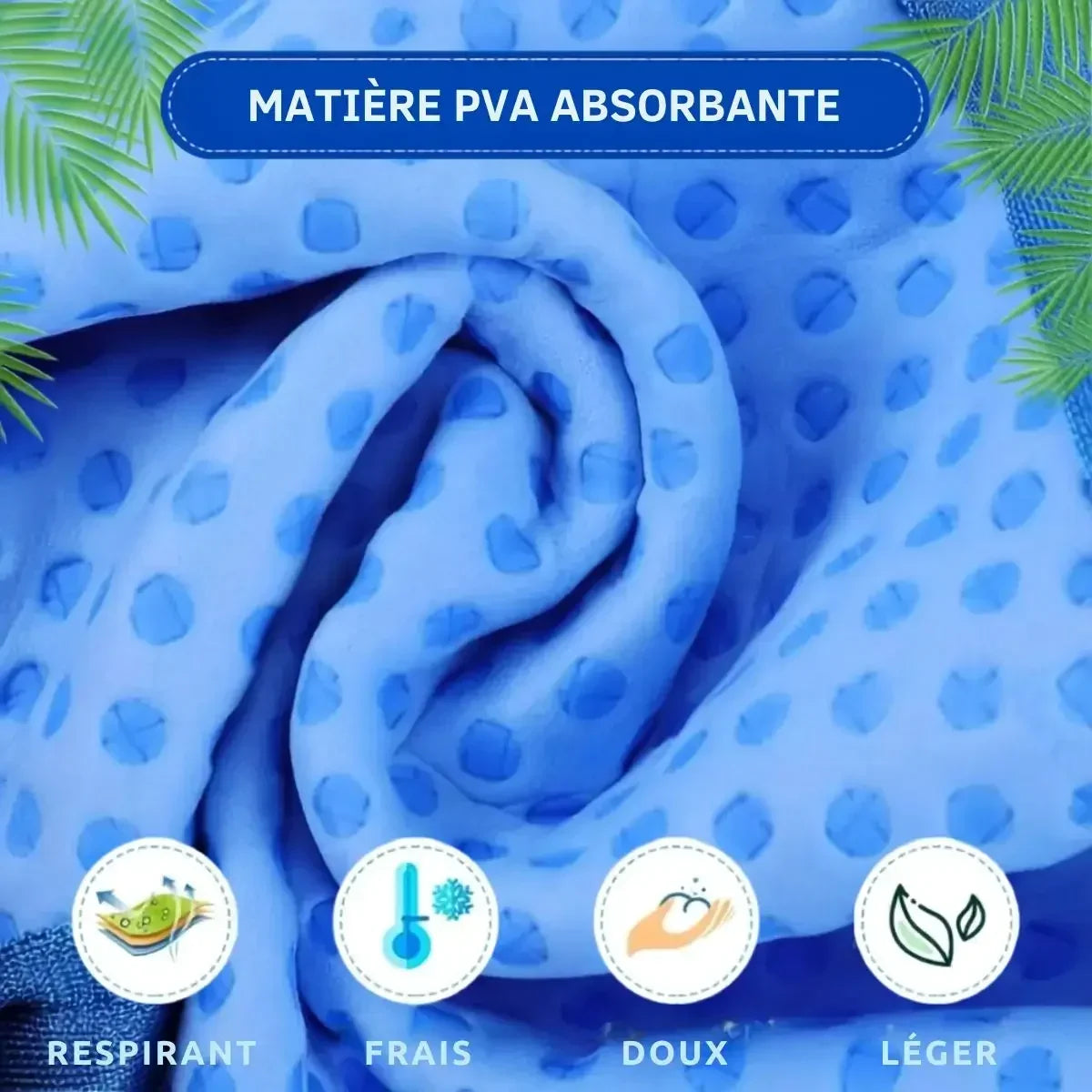 Gros plan sur la matière PVA absorbante, respirante, douce et légère du collier FreshCollar