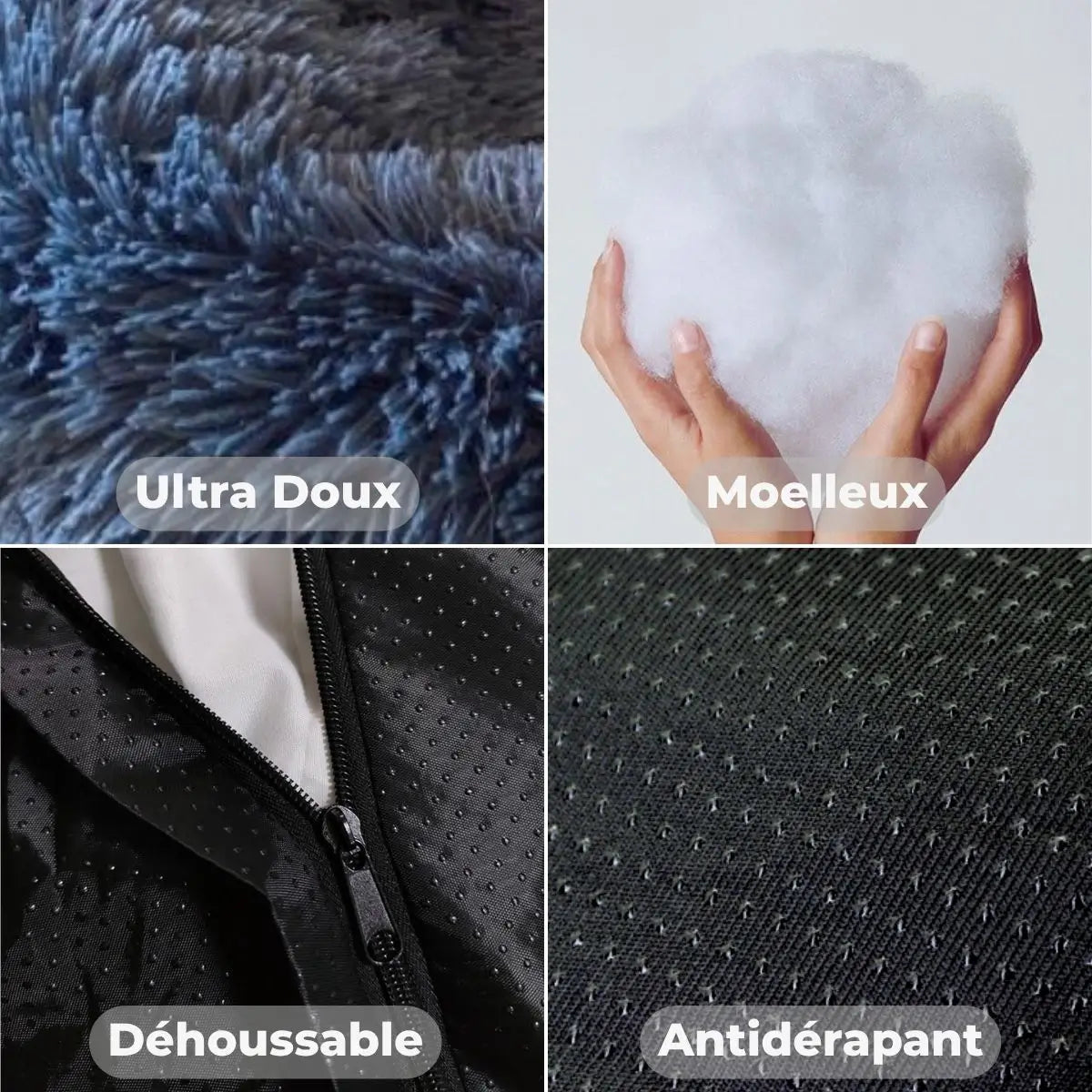 Coussin anti stress chien, doux, moelleux, déhoussable, antidérapant