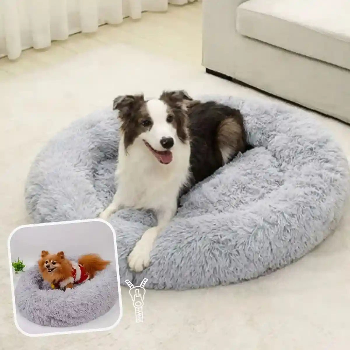 Coussin anti stress chien gris clair avec zipper