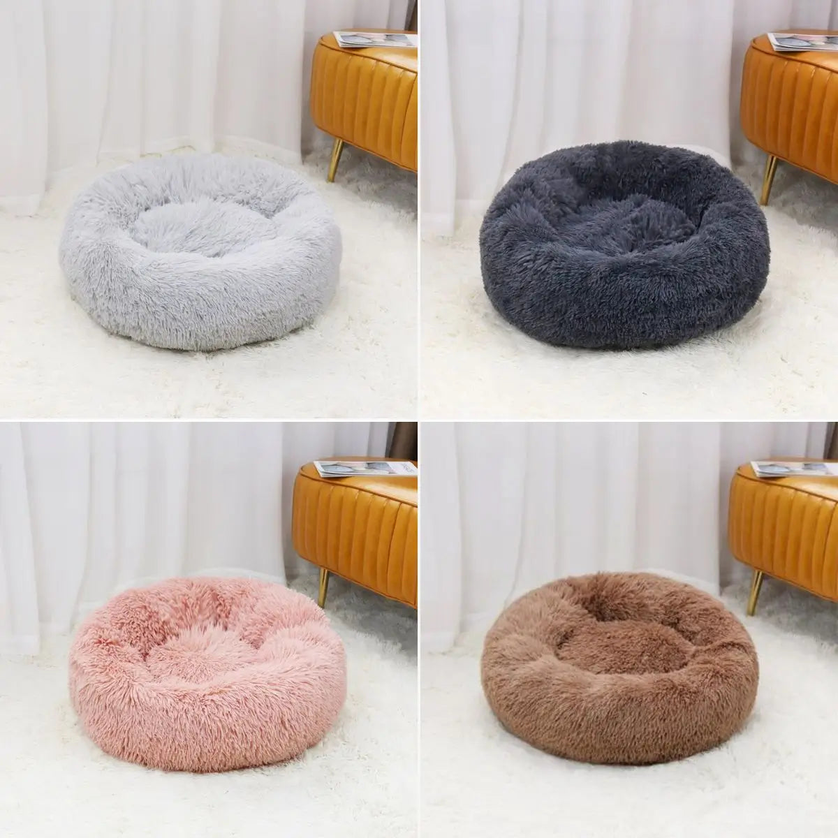 Coussin pour chien apaisant comparatif des 4 couleurs