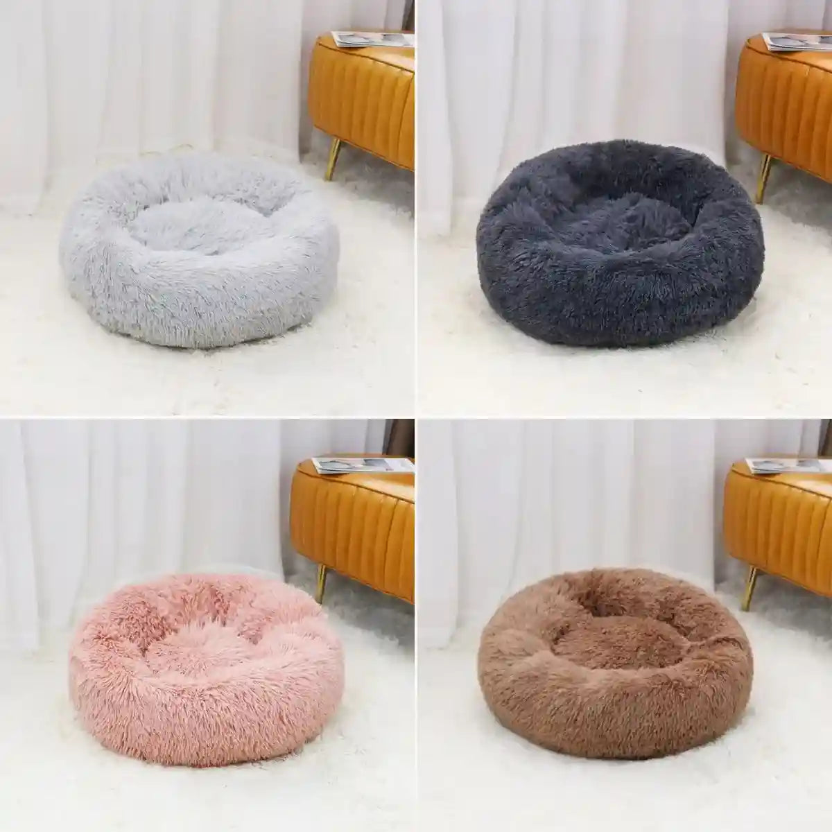 Coussin pour chien apaisant comparatif des 4 couleurs