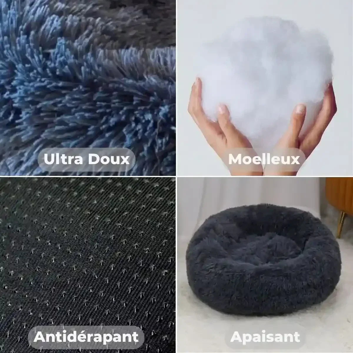 Coussin apaisant pour chien doux, moelleux, antidérapant et calmant