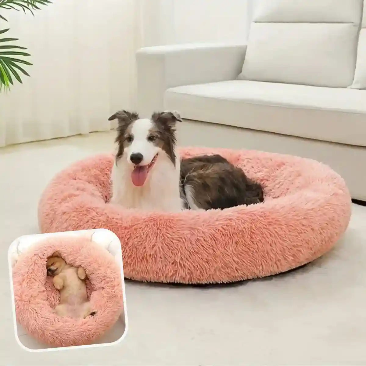 Coussin apaisant chien rose douceur