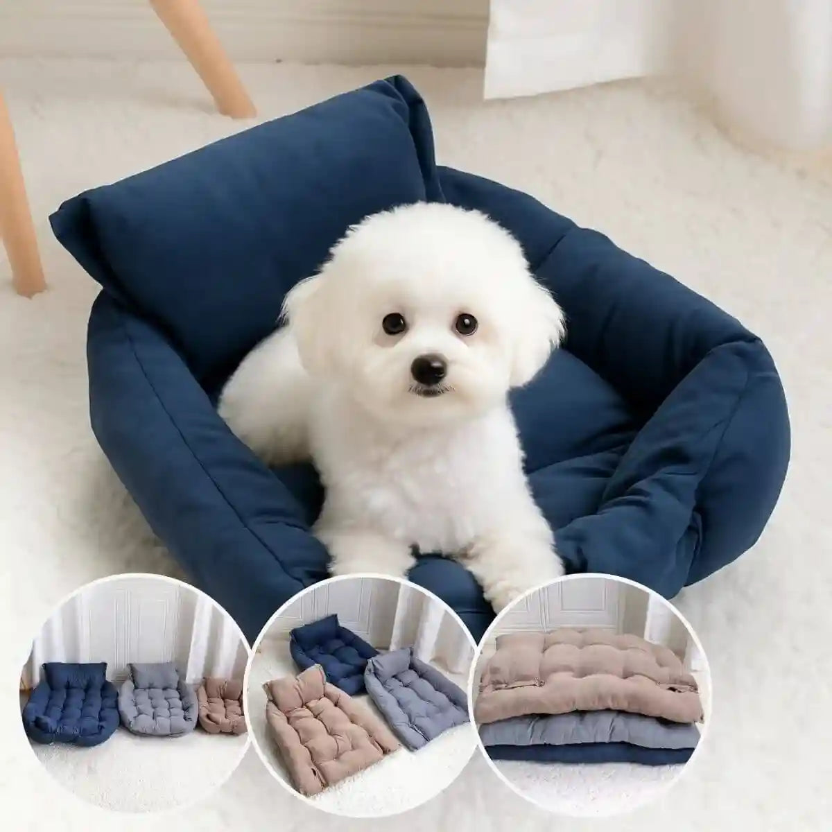 lit pour chien multi-usage bleu