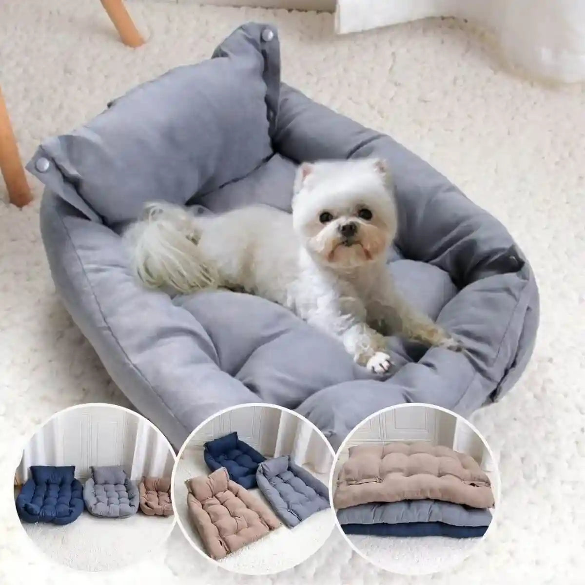 lit pour chien polyvalent gris