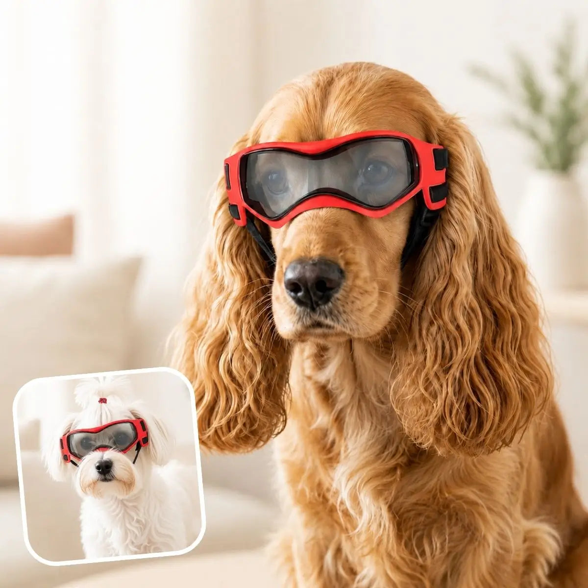 Lunettes de soleil pour chiens rouges SunnyDog™ adaptées aux petits et moyens gabarits