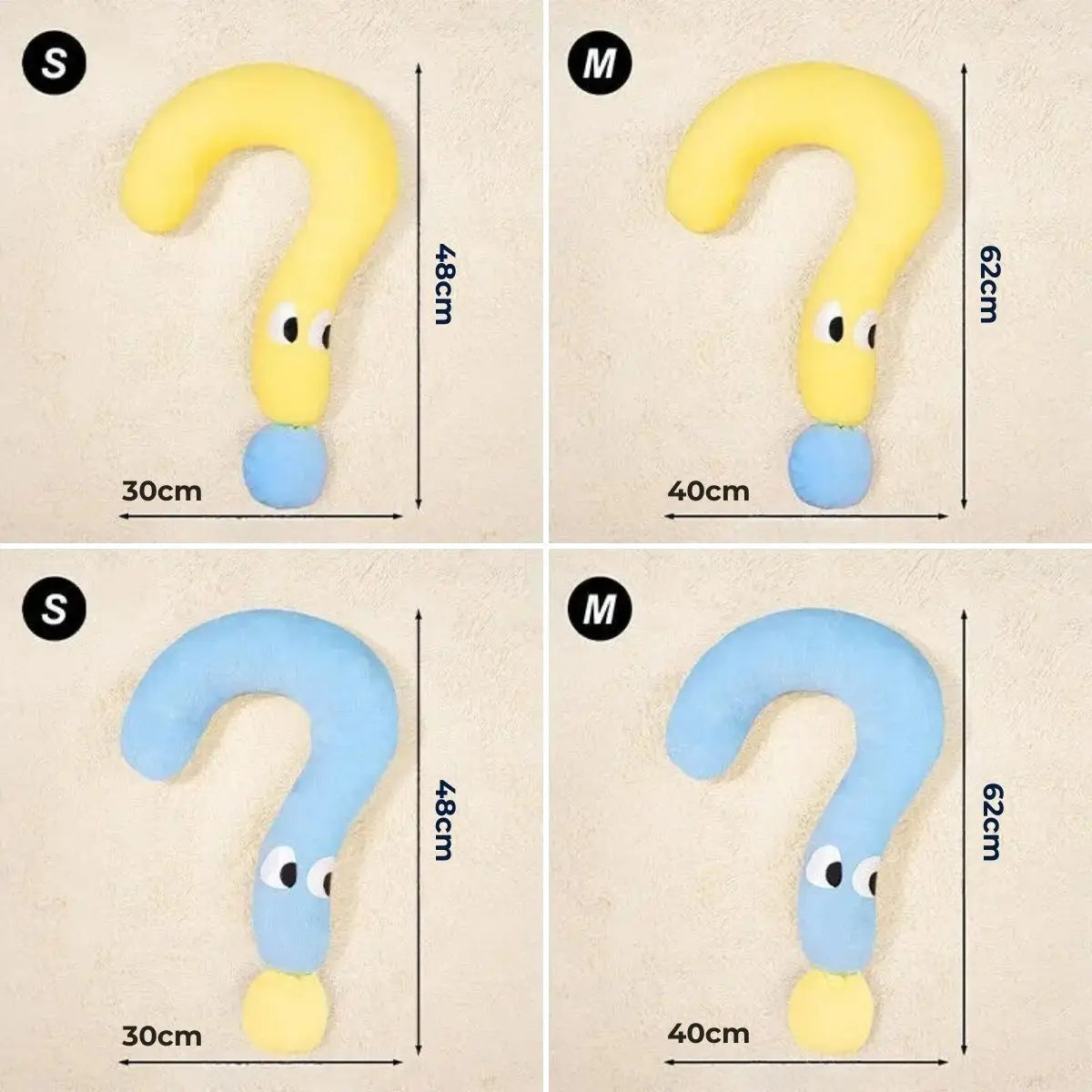 Dimensions oreiller pour chien - tailles S et M en jaune et bleu