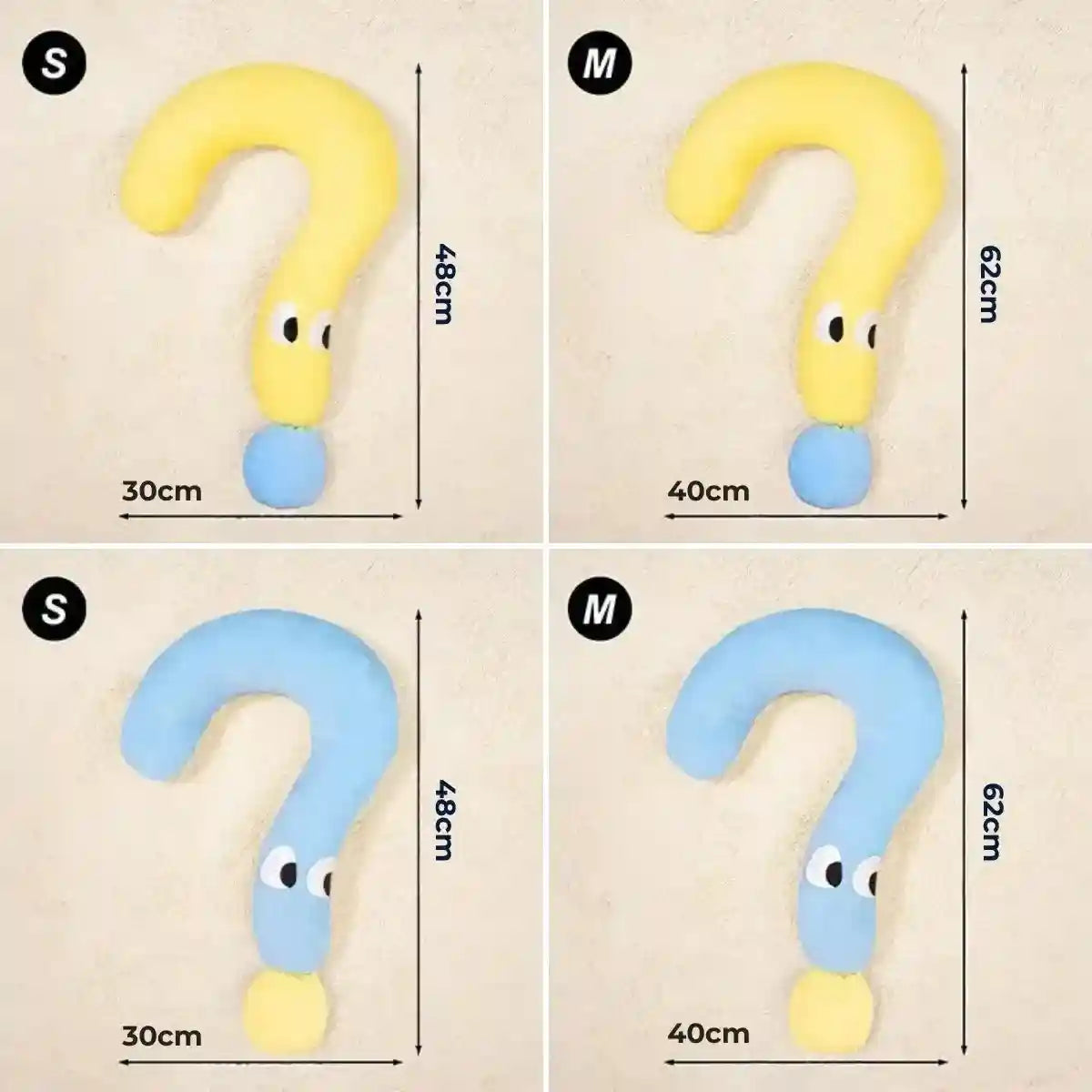 Dimensions oreiller pour chien - tailles S et M en jaune et bleu