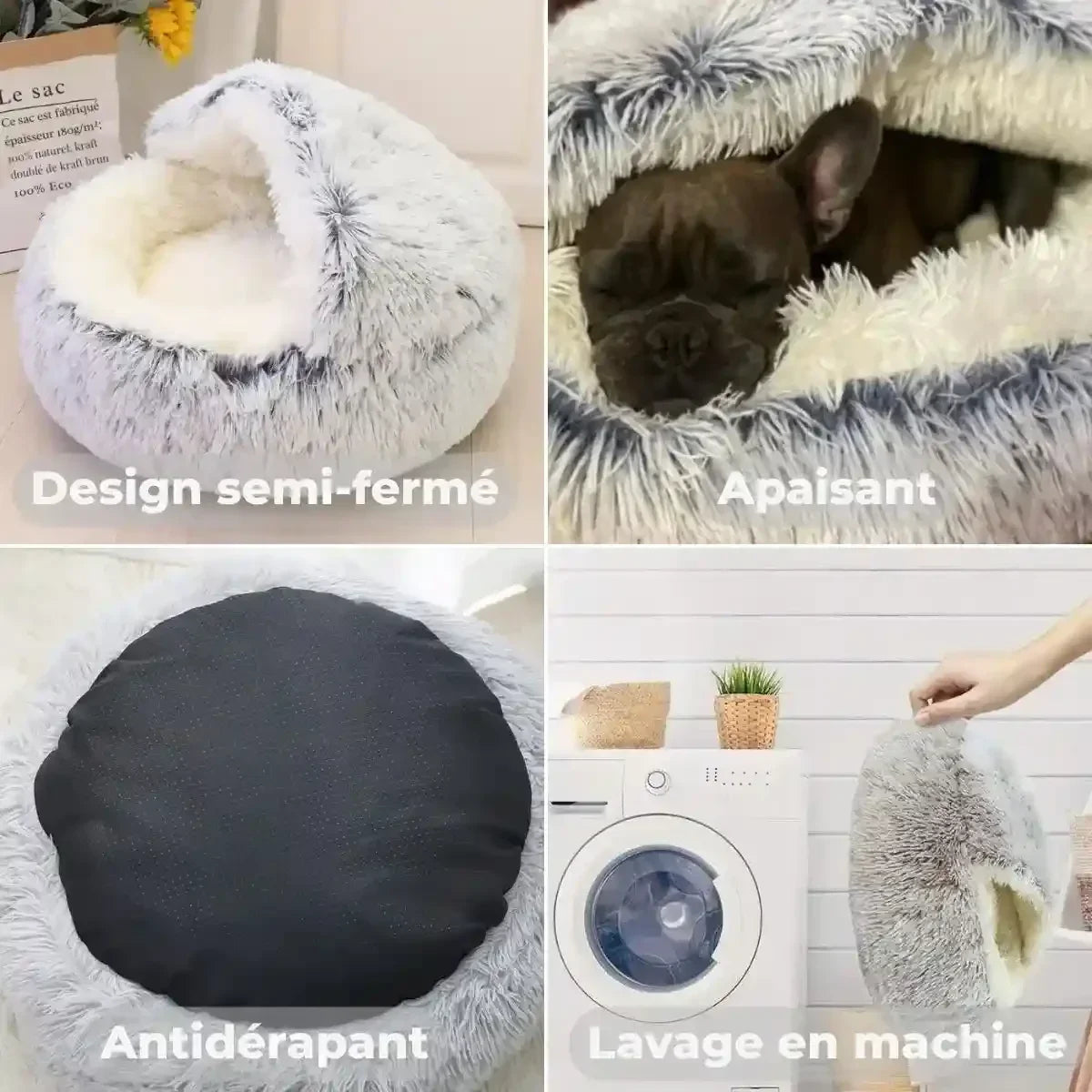 Panier igloo pour chien lavable et antidérapant