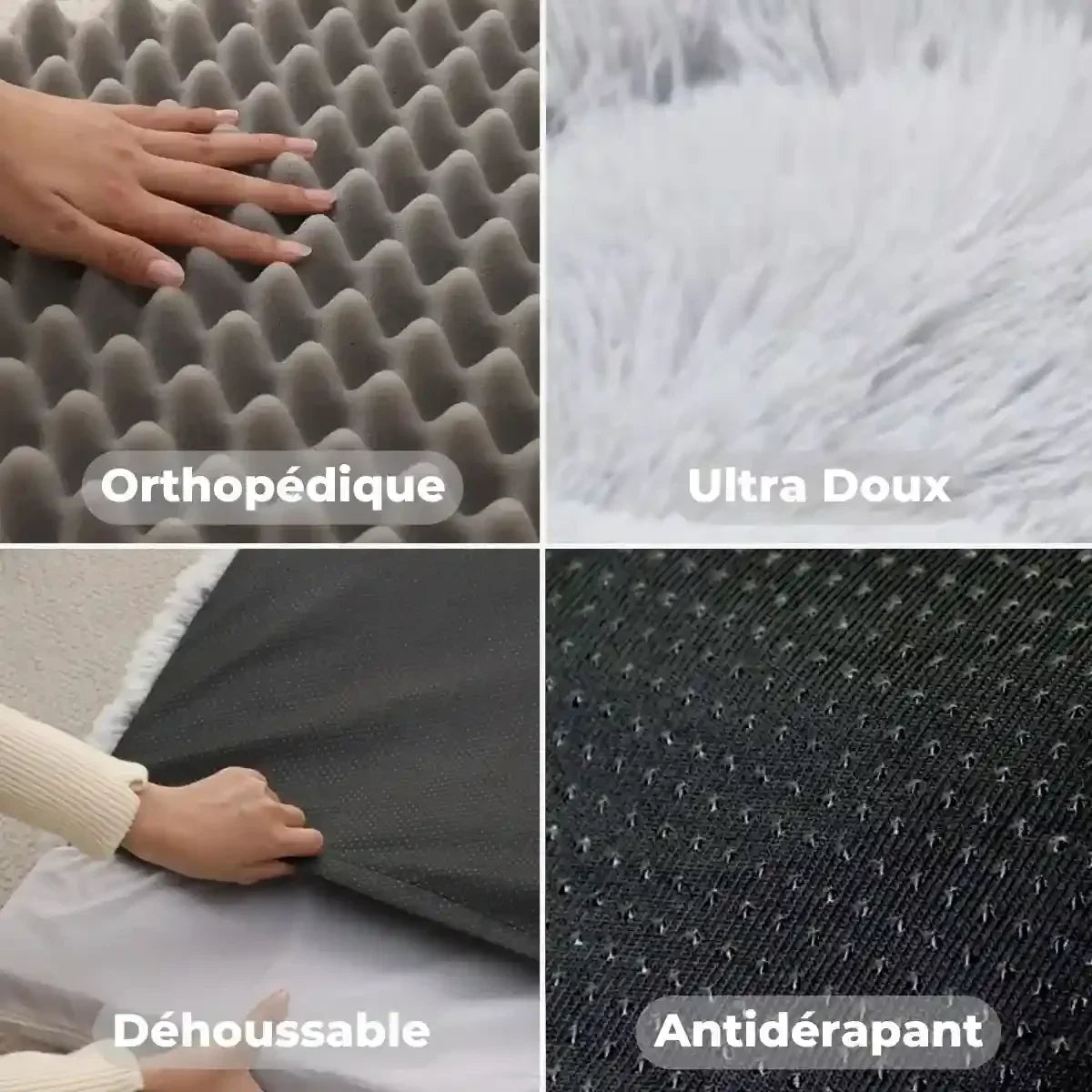 panier orthopédique chien déhoussable, antidérapant, ultra-doux