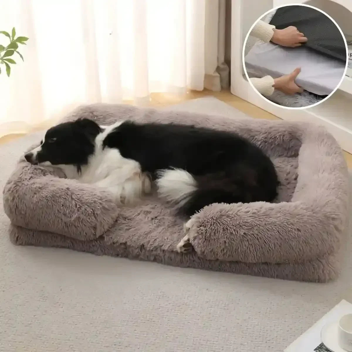 panier orthopédique chien marron