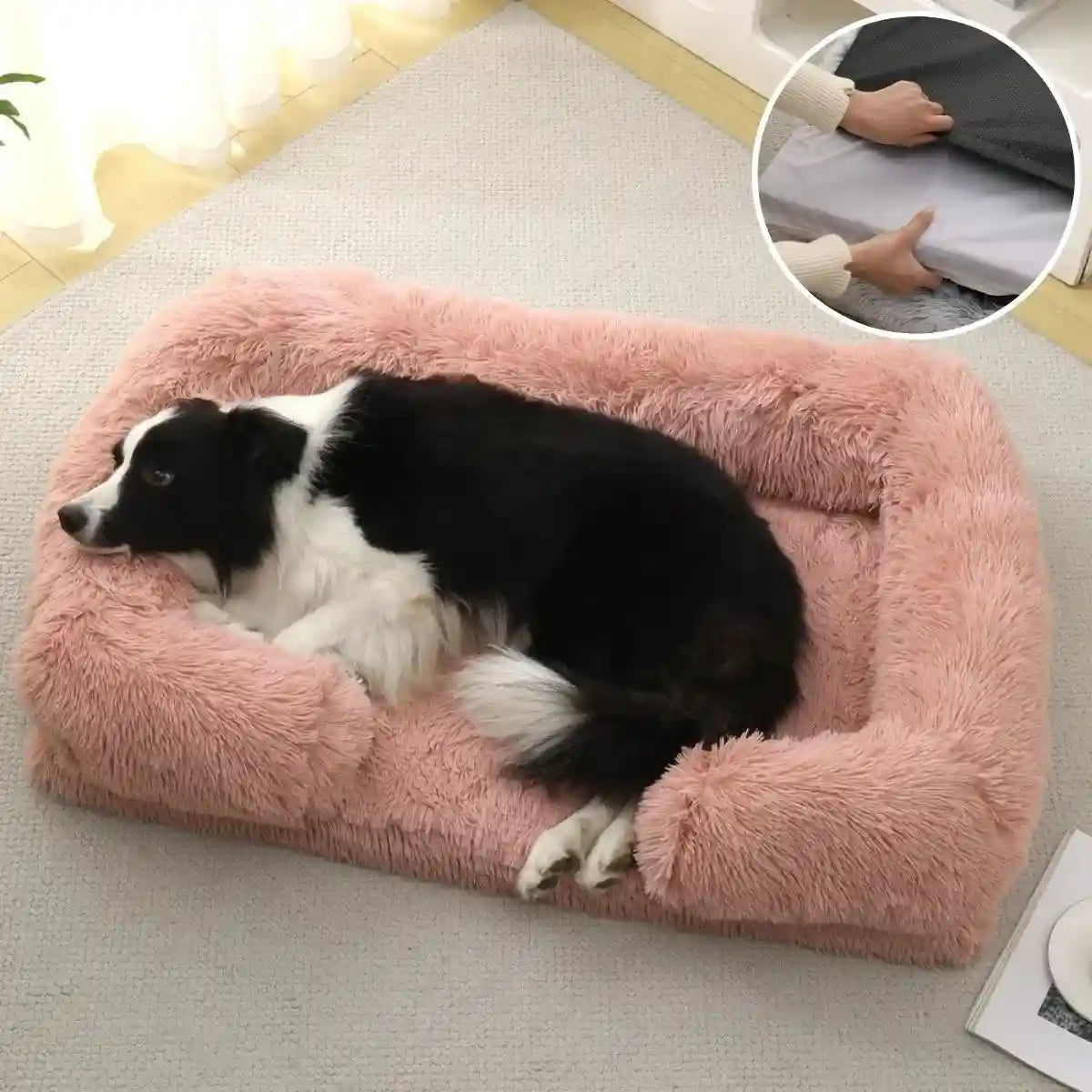 panier orthopédique chien rose