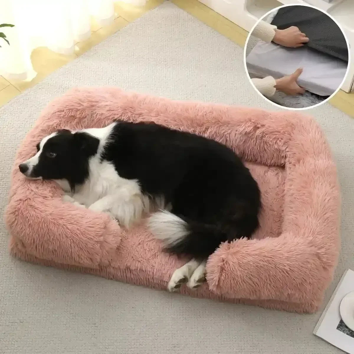 panier orthopédique chien rose