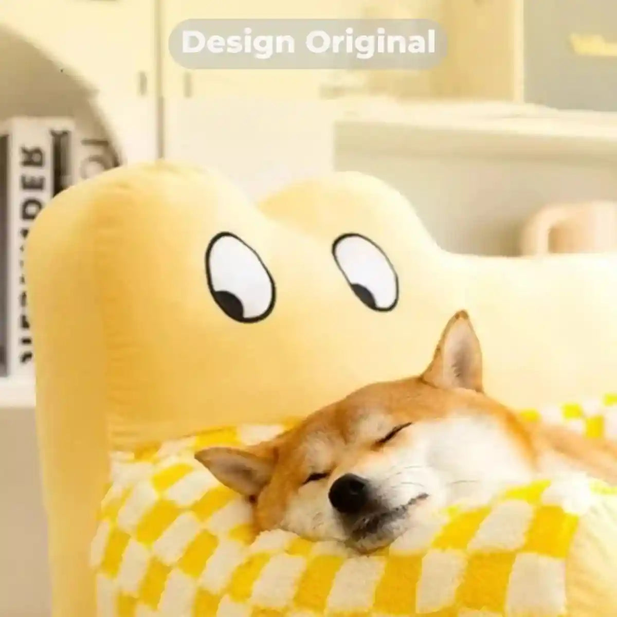 Chien endormi dans un panier pour chien original au design unique