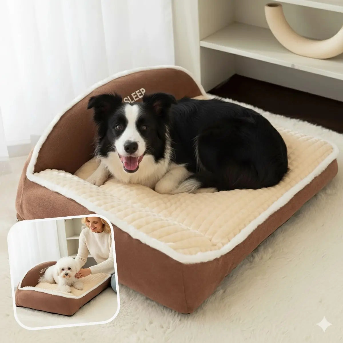 Panier pour chien ultra confort marron DooRêve™, moelleux et douillet