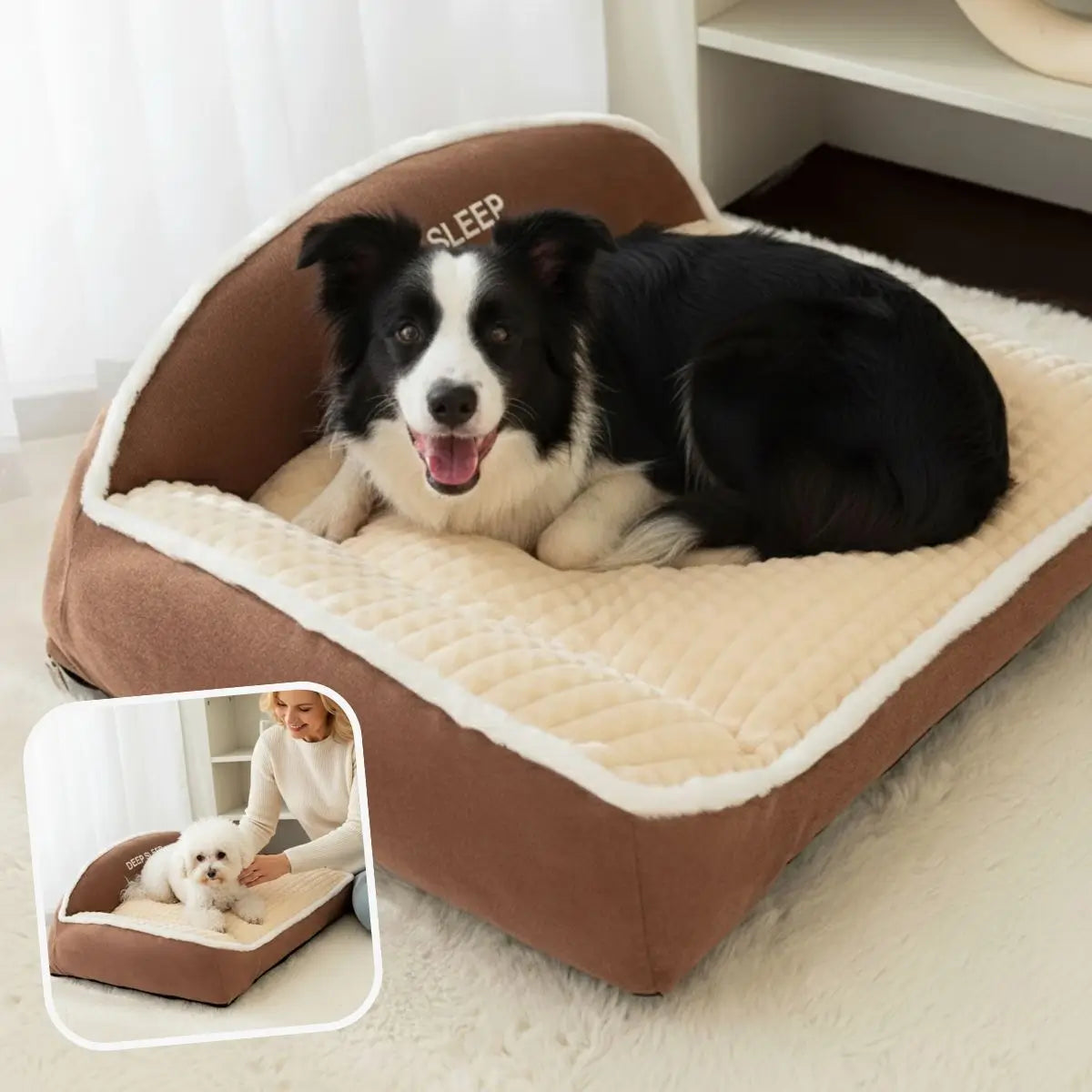 Panier pour chien ultra confort marron DooRêve™, moelleux et douillet