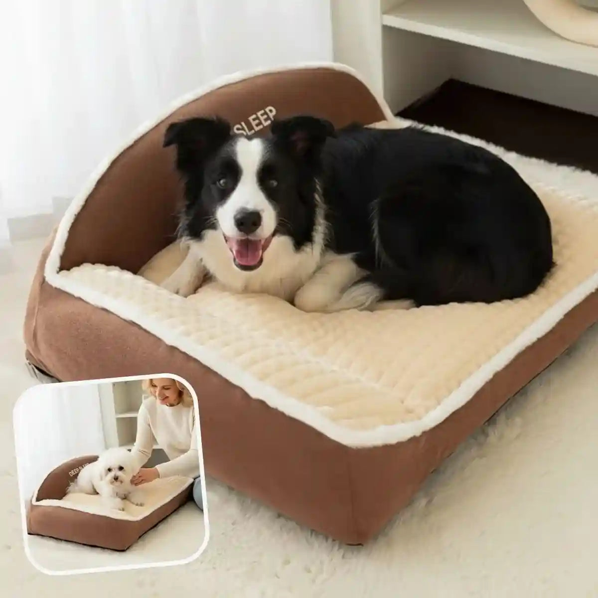 Panier pour chien ultra confort marron DooRêve™, moelleux et douillet