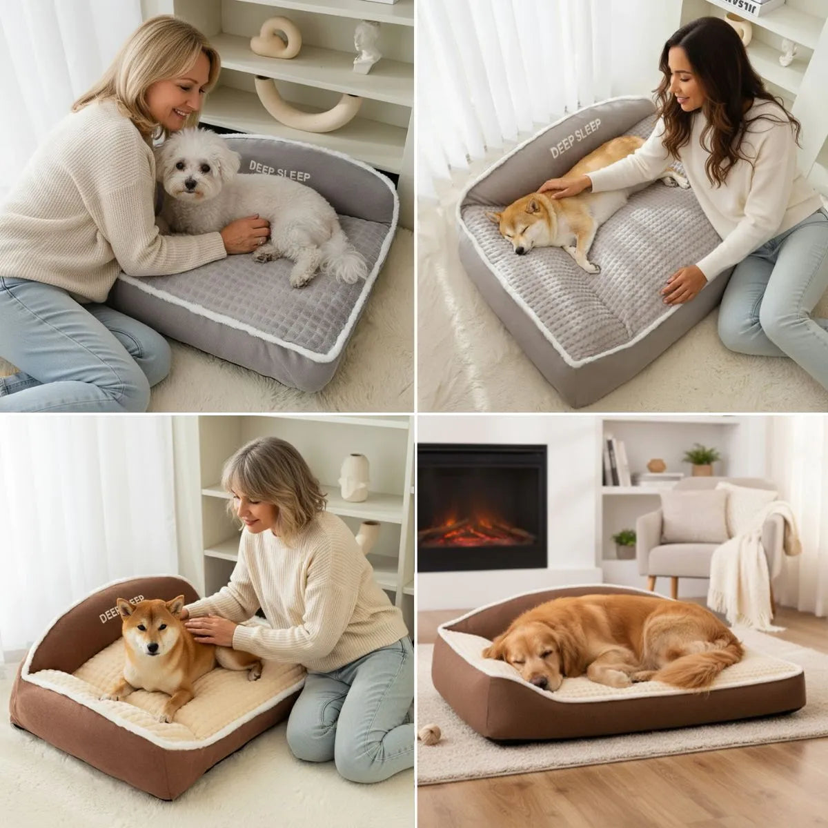 Moments de complicité entre maître et chien sur le panier pour chien ultra confort DooRêve™