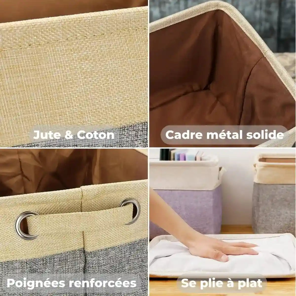 Panier jouet chien jute coton et poignées renforcées