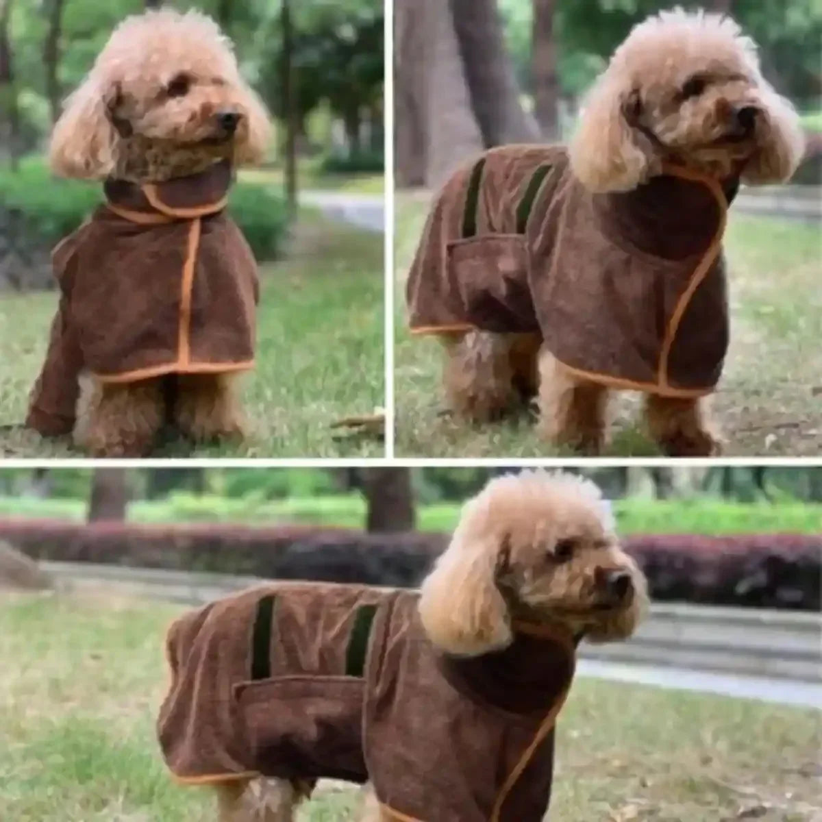 Peignoir pour petit chien marron, tenue absorbante après le bain
