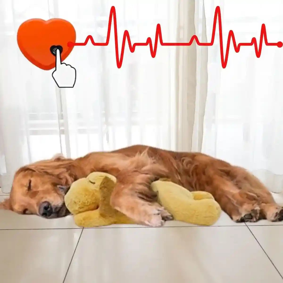 Peluche pour chien anti stress avec battements de coeur