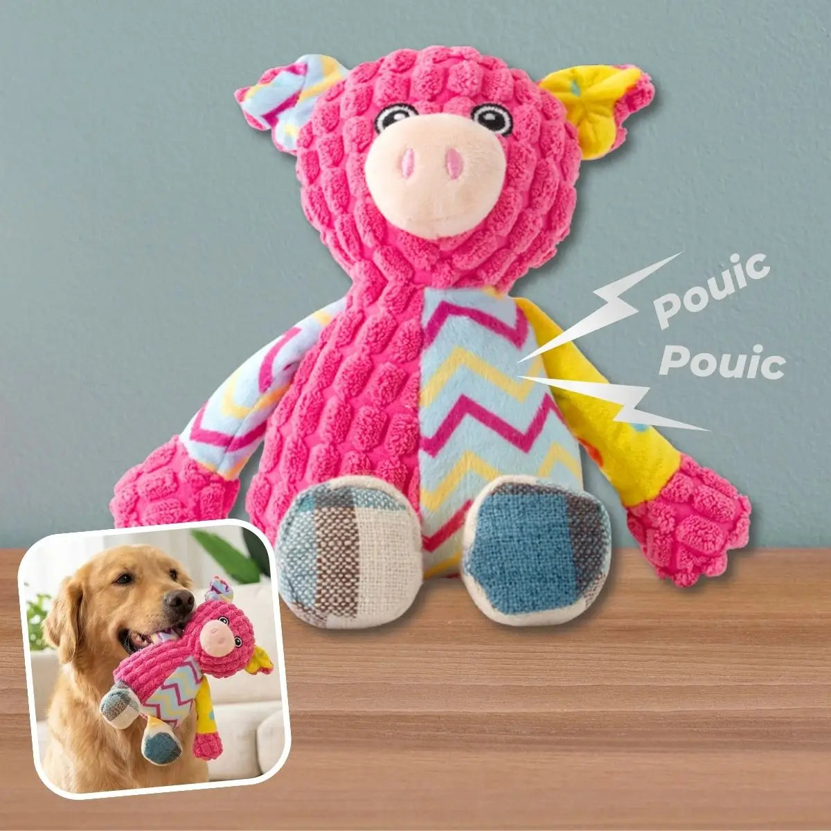 Peluche couineur pour chien Lucky™ modèle cochon rose avec bruiteur