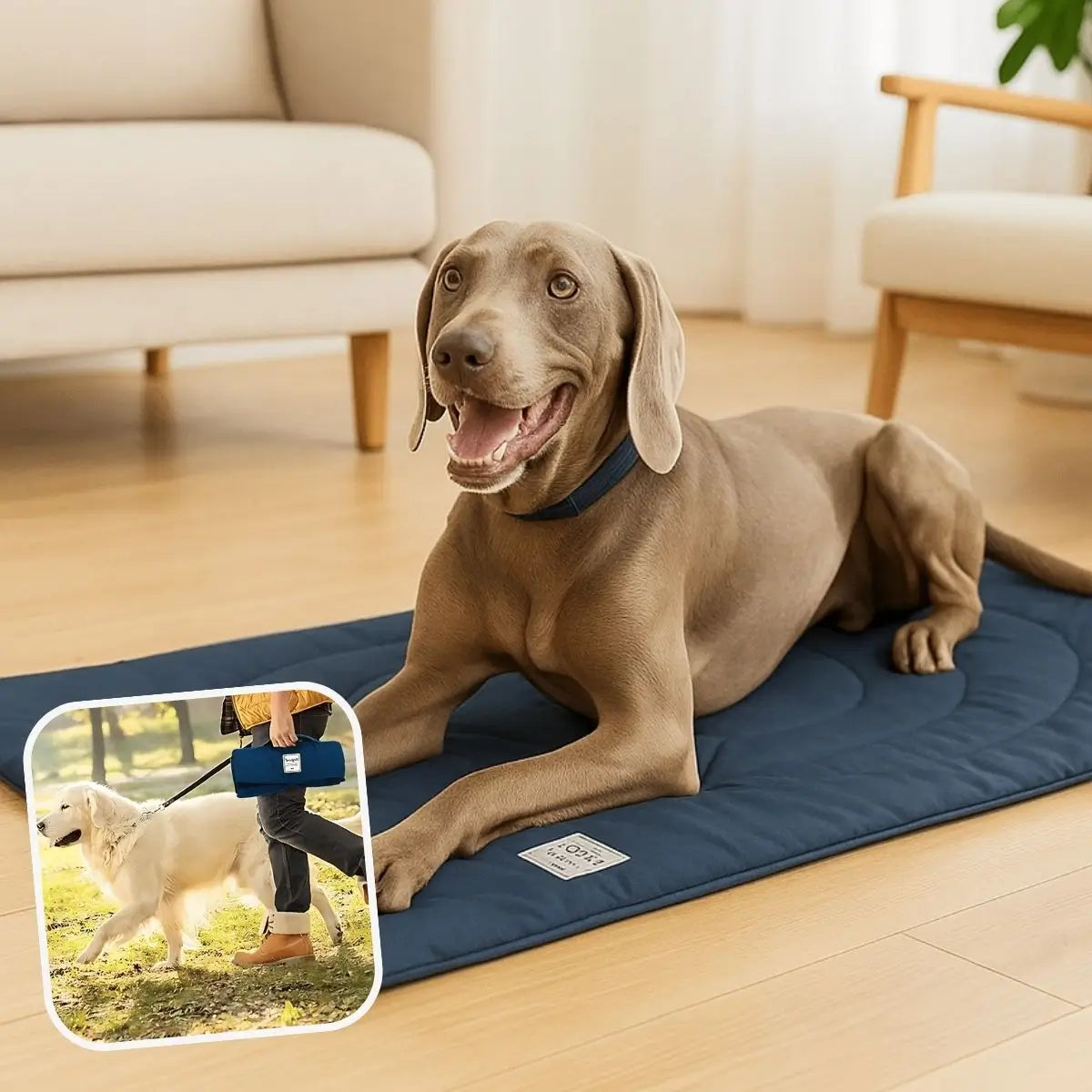 Tapis chien bleu intérieur maison