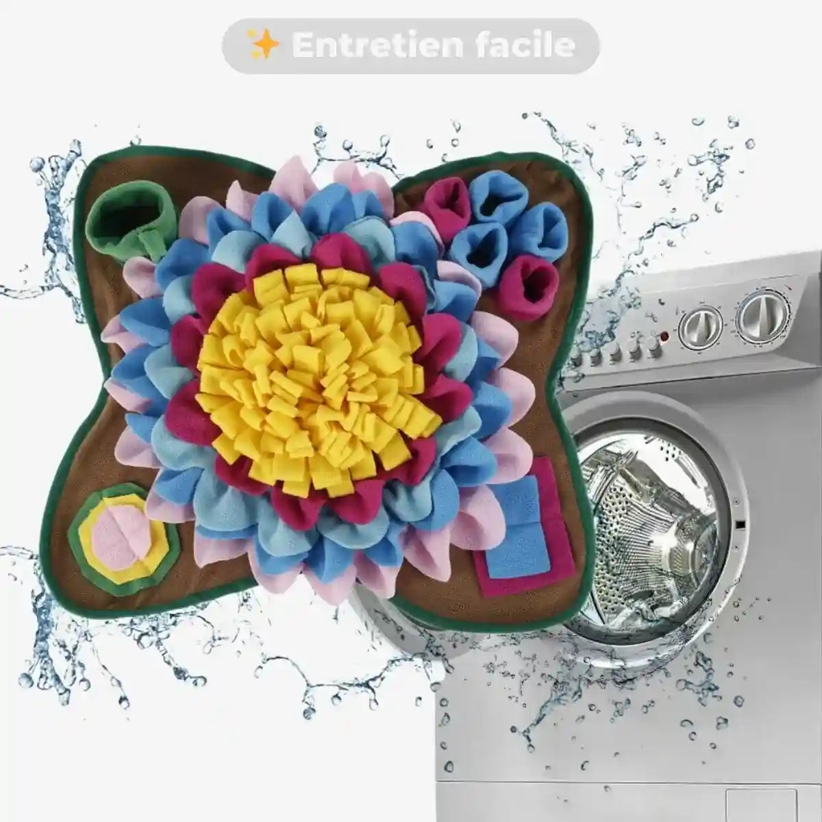 Entretien au lave-linge du tapis de fouille anti-stress pour chien LuckyMat™