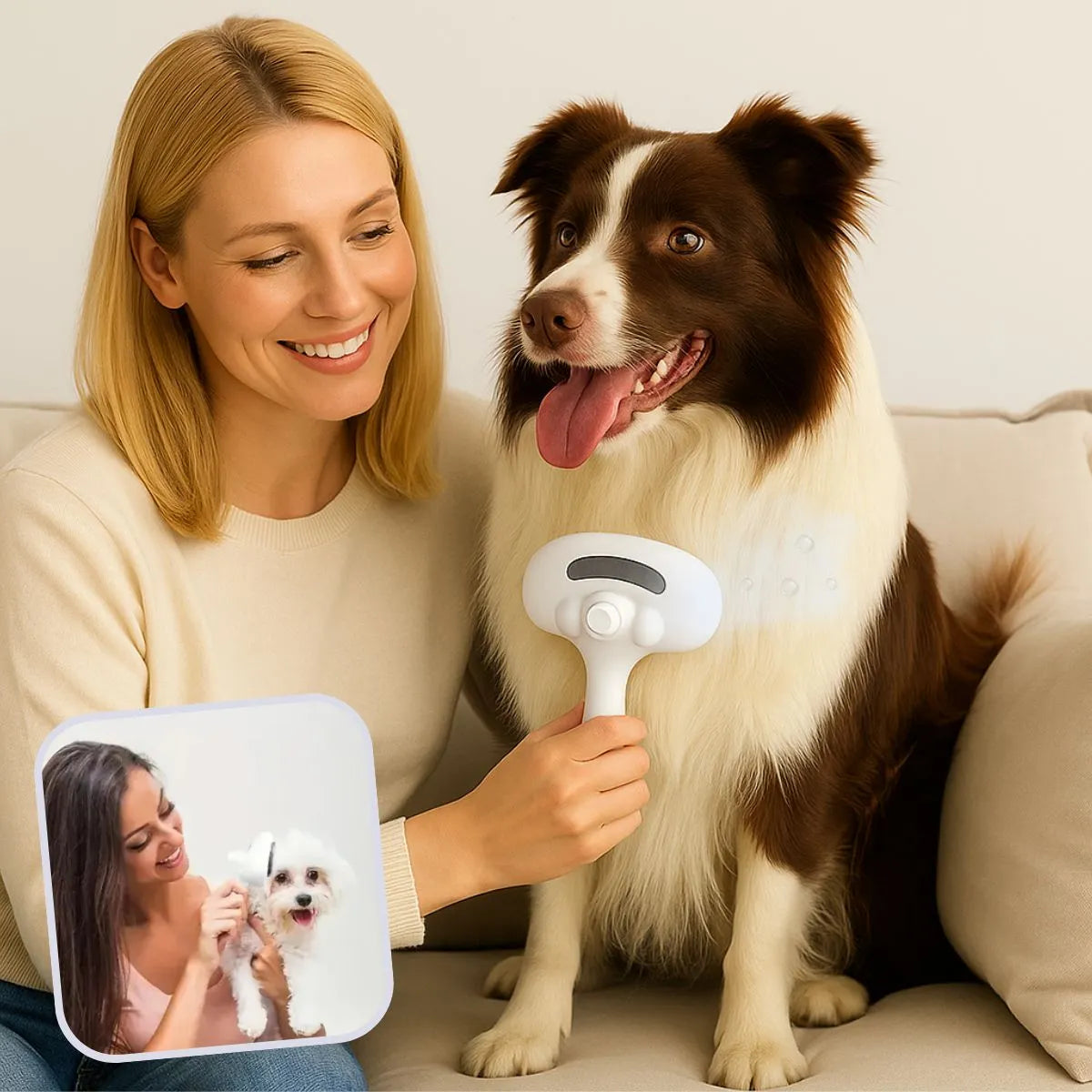 Brosse vapeur pour chien blanche VapoBrush™