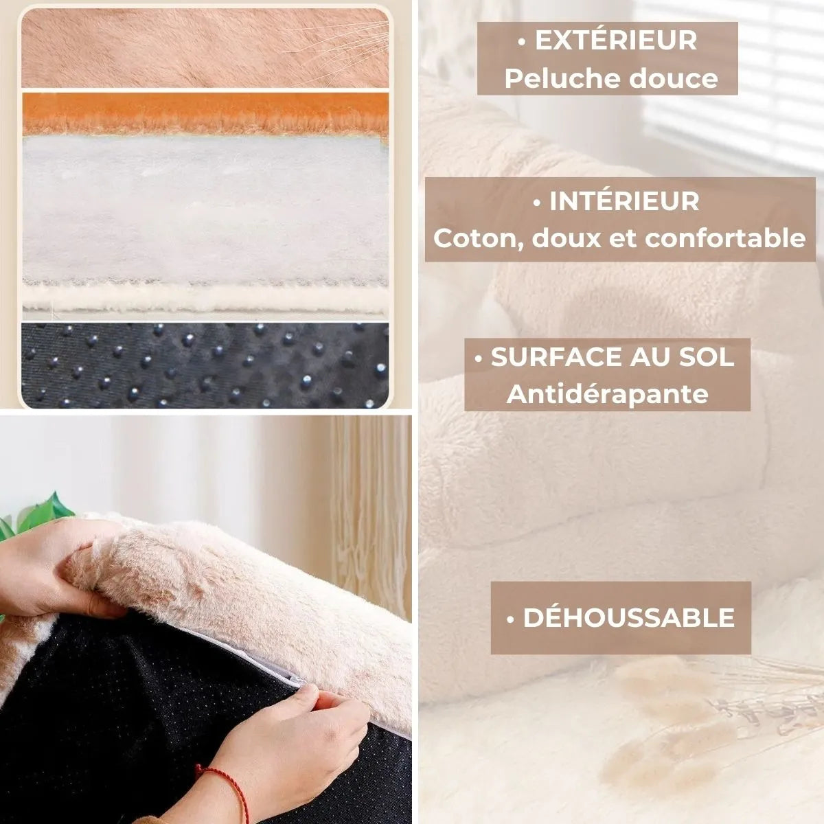 Canapé pour chien antidérapant et déhoussable