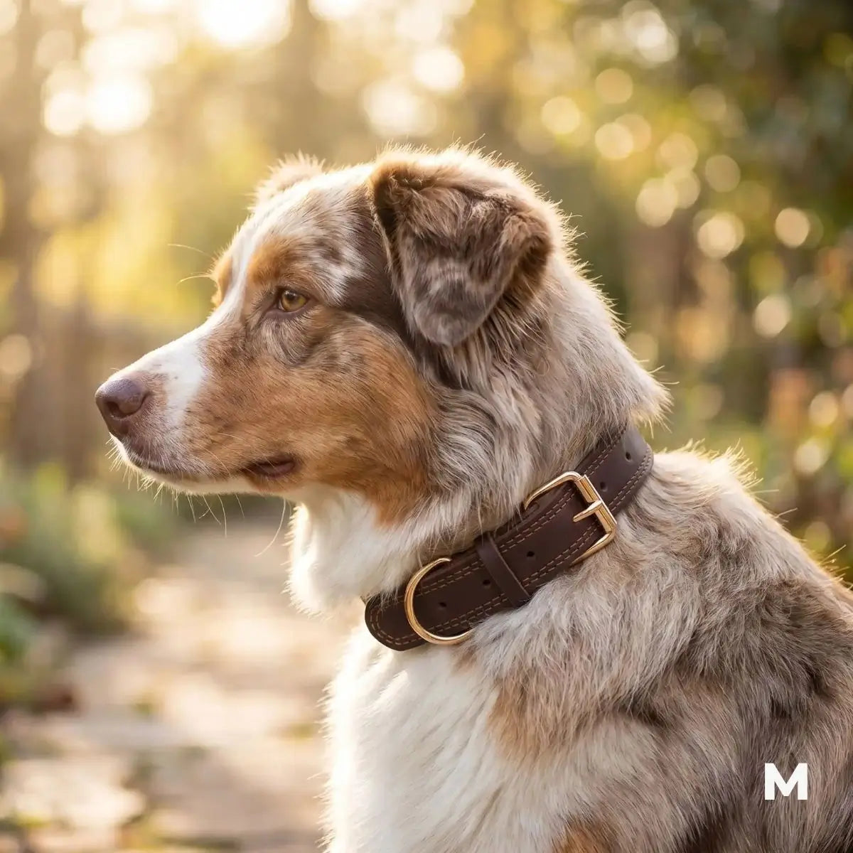 collier en cuir pour chien taille M sur berger australien