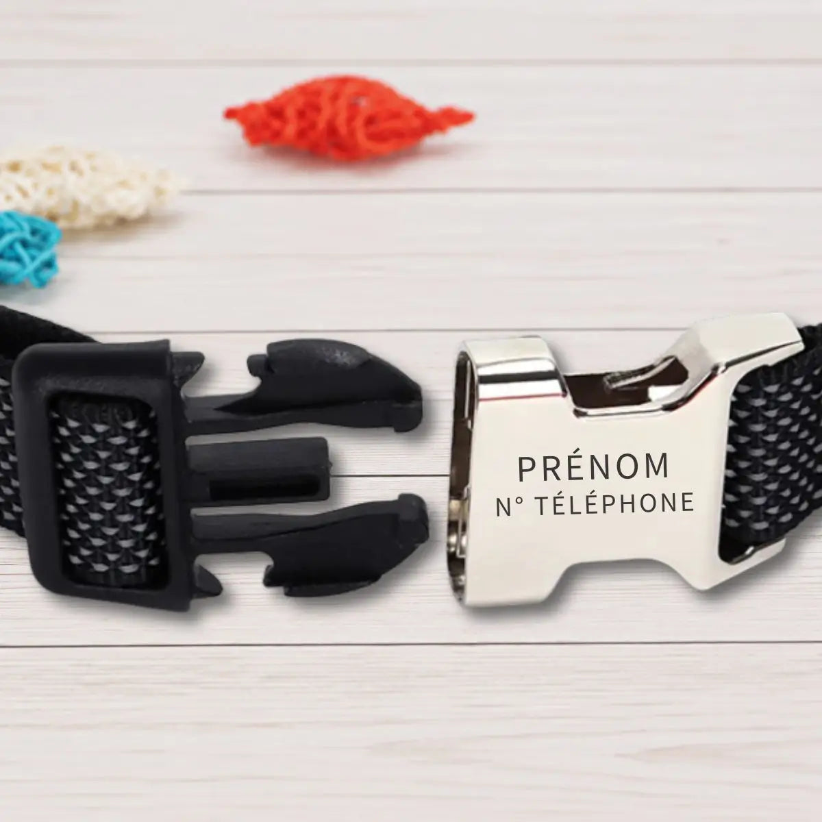 Collier martingale personnalisé pour chien avec prénom et numéro de téléphone