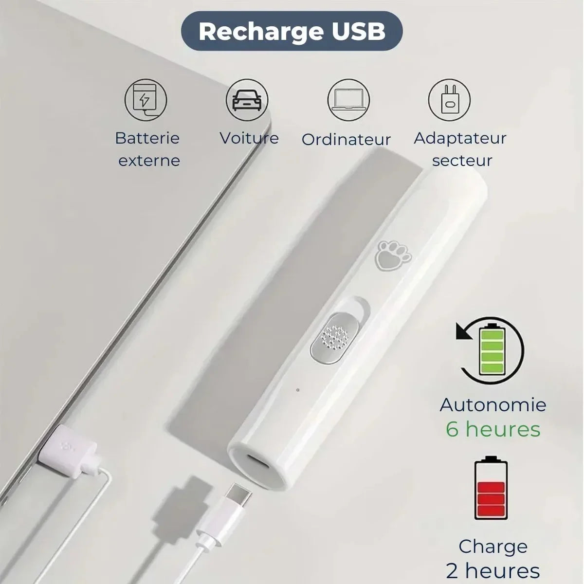 Coupe ongle pour chien ZenGriffe™ rechargeable par USB