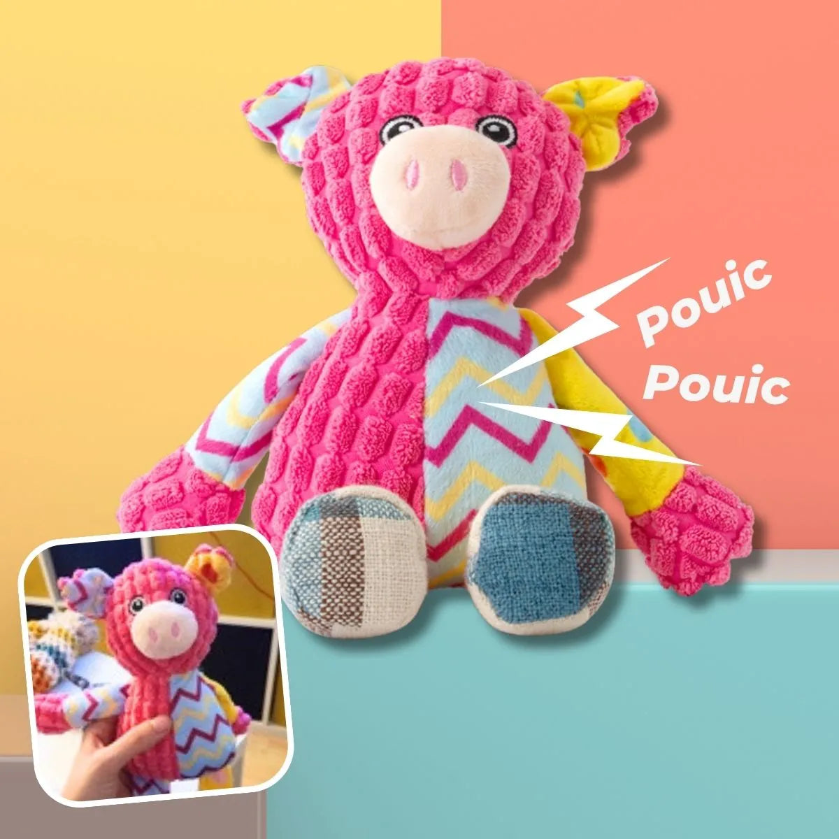Peluche couineur pour chien Lucky™ modèle cochon rose avec bruiteur