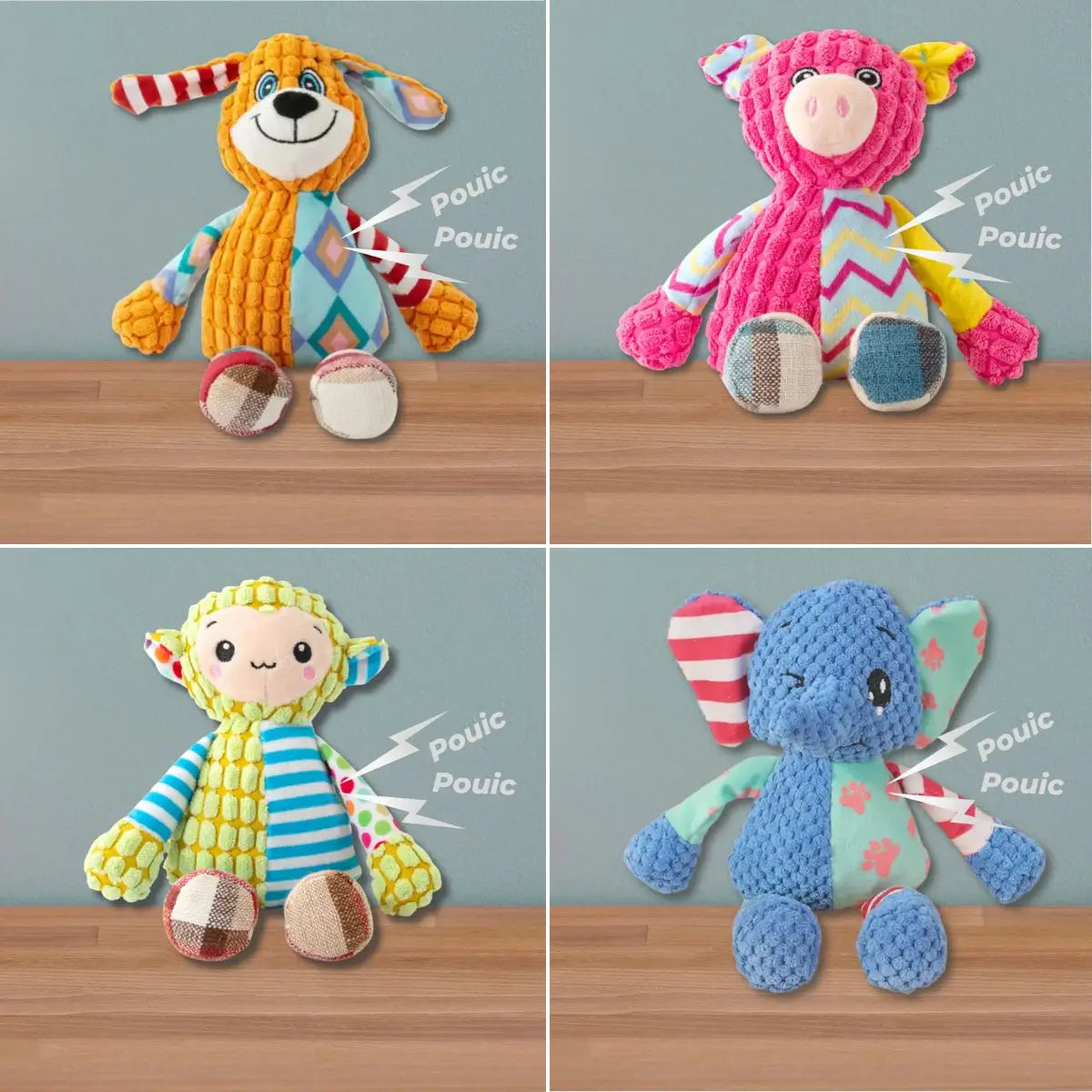 Peluches pour chiens Lucky™ – peluches pour chiens modèles animaux en tissu doux multicolores