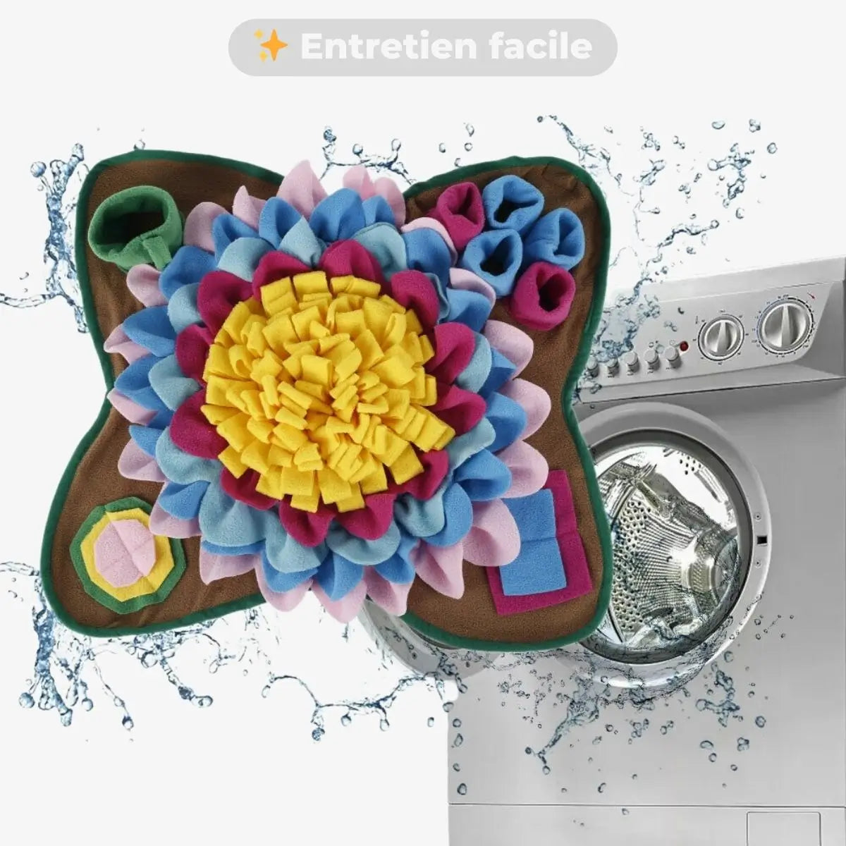 Entretien au lave-linge du tapis de fouille anti-stress pour chien LuckyMat™